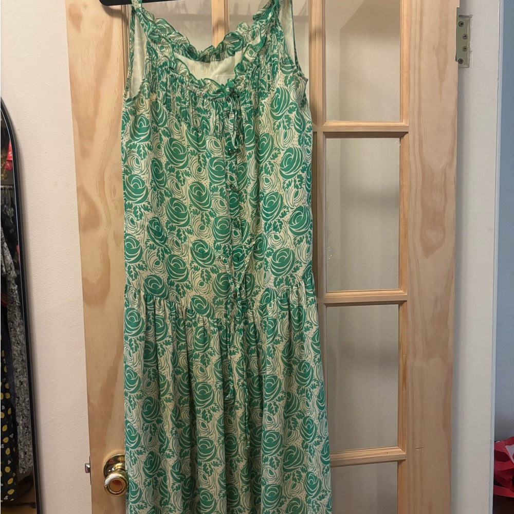 Anna Sui Green and Cream Printed Maxi Dress